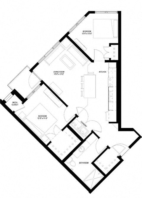 River North_2 Bedroom Floor Plan